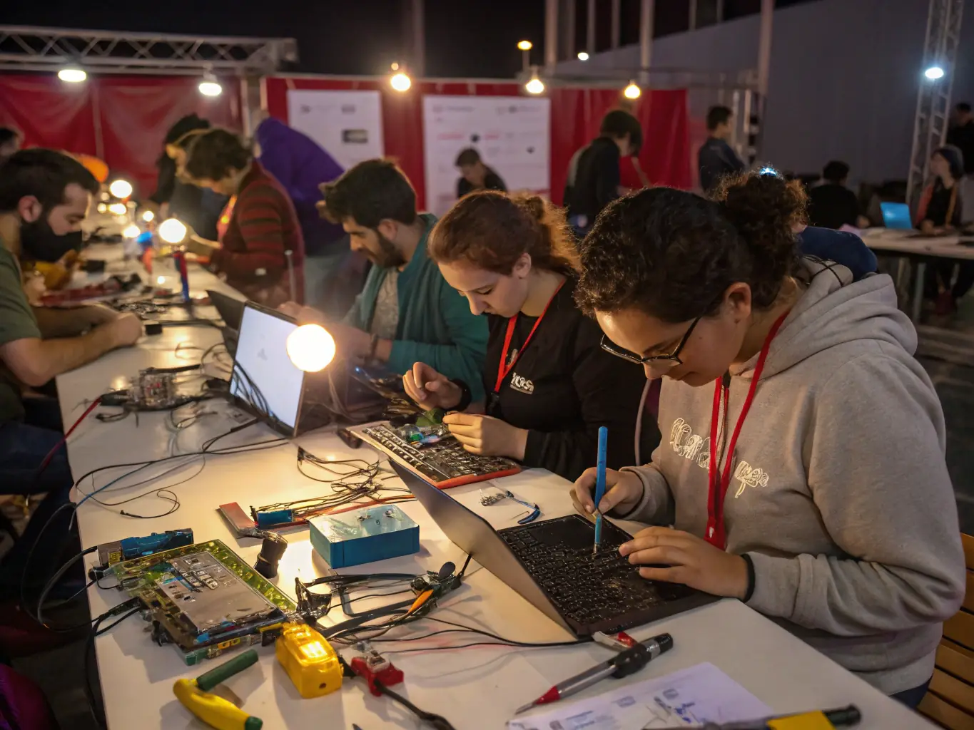 A photo of a workshop with participants learning about organ maintenance and playing techniques, focused on hands-on activities and collaborative learning.